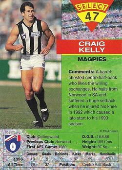 1994 Select AFL #47 Craig Kelly Back